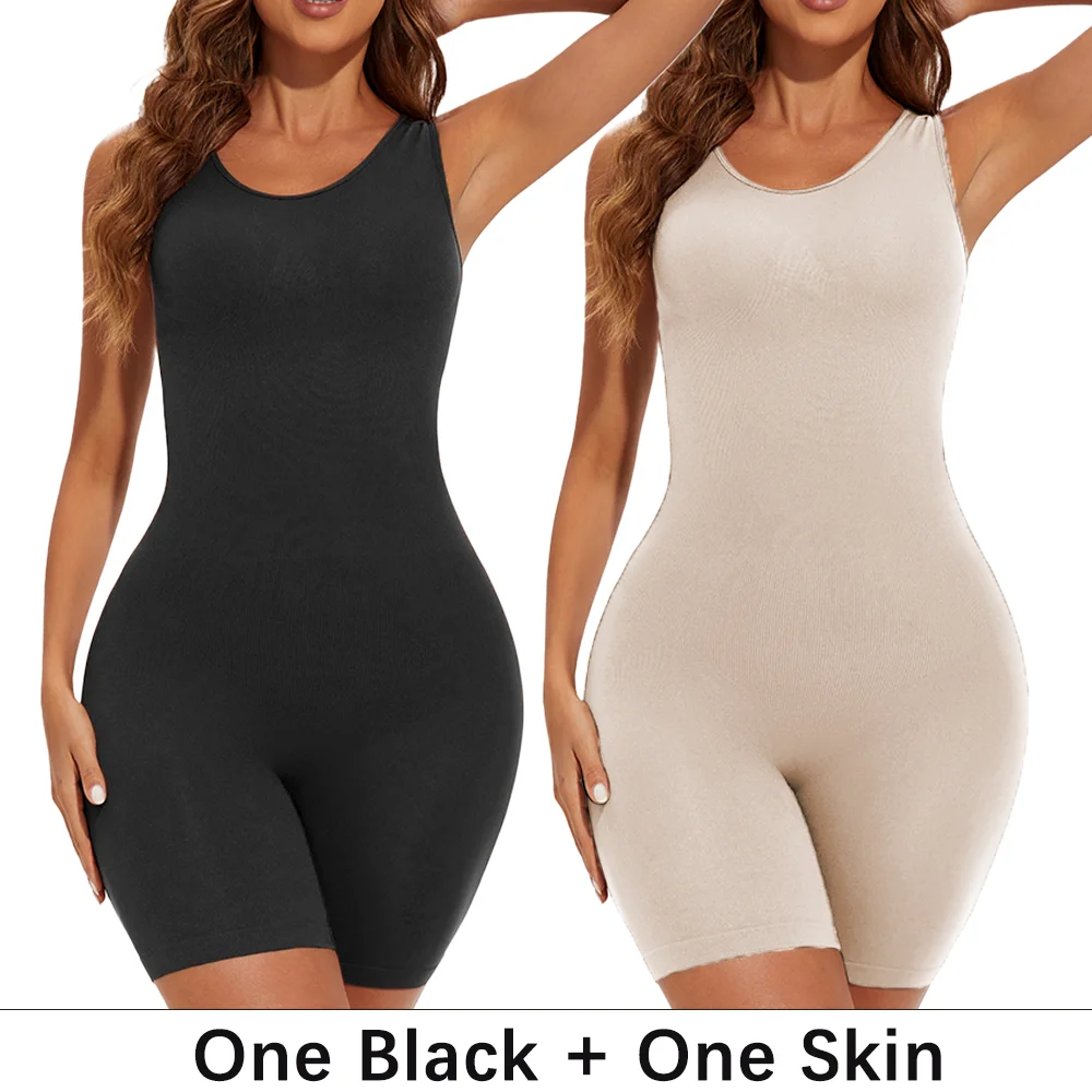POKARLA Sexy Bodysuits mit vollständiger Abdeckung, formende Shapewear, Oberschenkelstraffender Body, Jumpsuit mit breiten Trägern, nahtloser Body Shaper, schlankmachender Einteiler