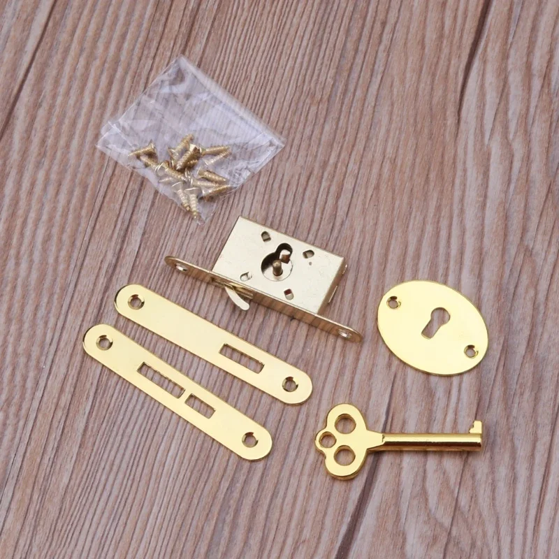 Antique for Latch Hasp Vintage Metal Drawer Locks with for Key Decorative Furniture Hardware for Wooden Jewelry Box Cabi