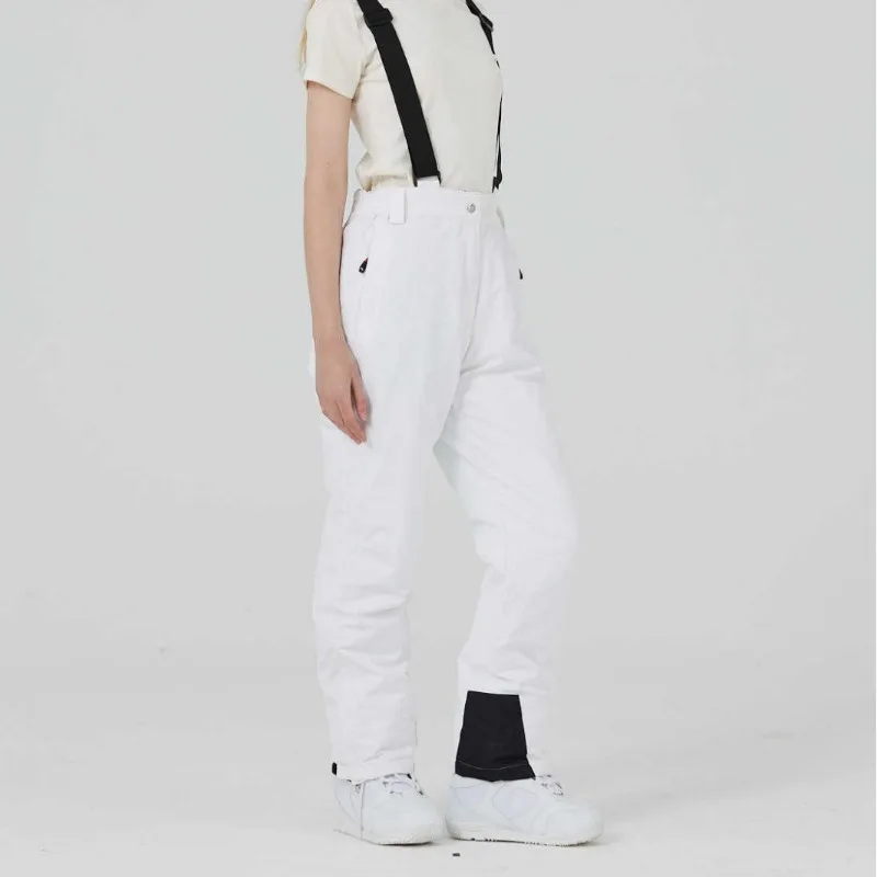 سروال تزلج قشرة قماش مرنة ولوحة مزدوجة فضفاضة مقاومة للرياح ومقاومة للماء ودافئة