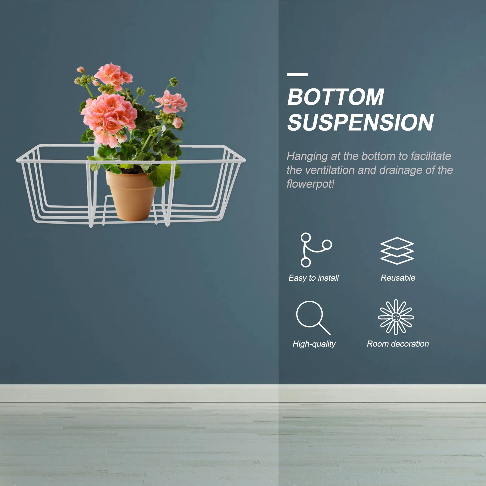 

1Pcs Heavy-Duty Flowerpot Stand Rustproof Iron Hanging Plant Shelf for Deck Railing Decorative Bonsai Holder Indoor Outdoor Use