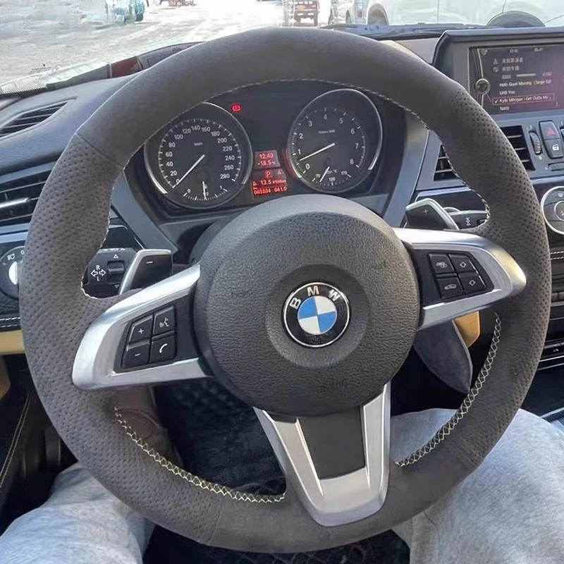 

Для BMW Z4 E89 2009-2014 ручная прошивка высококачественный черный чехол на руль автомобиля из натуральной кожи