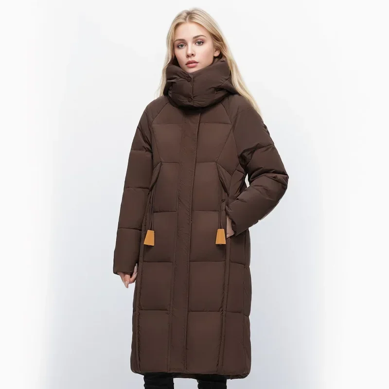 2024 New Winter Down Cotton Jacket Women Long Coat Hooded Big Pockets Fashion Warm Thick Zipper Coat Female Snow Overcoat Parkas