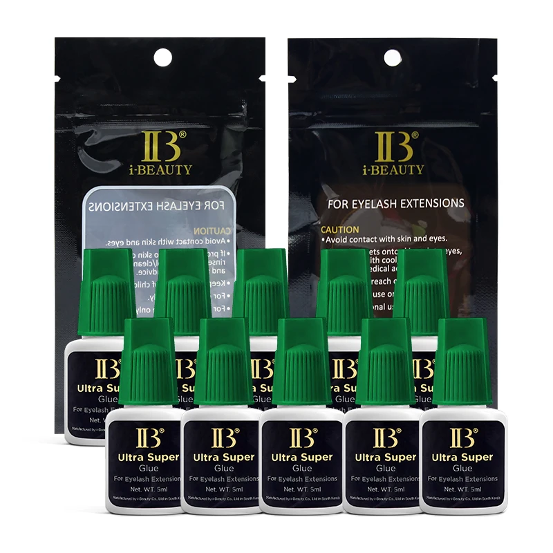 

10 Bottles IB Ultra Super Glue Fake Eyelash Extension Korea 2s Fast Dry Long Last Makeup Tool Adhesive Supplies Beauty Green Cap