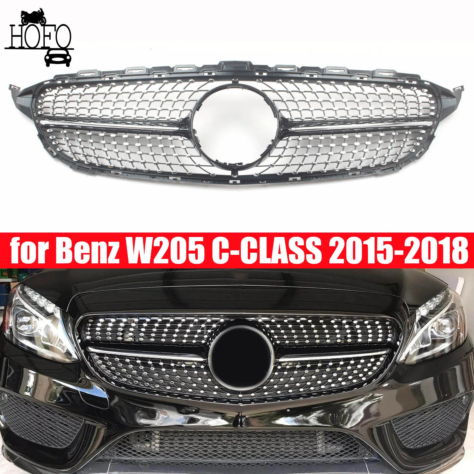 

Front Grille Bumper Grill Grid Accessory Tuning Body Kit For Benz W205 C-CLASS 2015-2018 2016 2017
