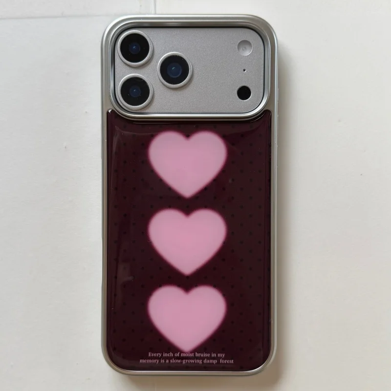 Anti-fall Red-Pink Heart Pattern Epoxy Phone Case For iPhone Case with Snowman Pattern 17, 16, 15, 14, 13, Pro, Promax