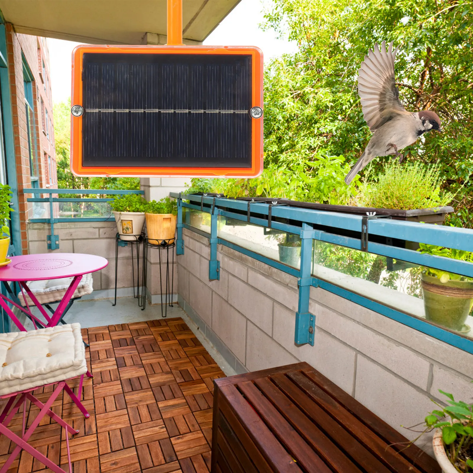 

1Pcs Solar Voice Box Electronic Bird Repeller Garden Orchard Solar Powered Reflective Bird Scarer Electronic Birds