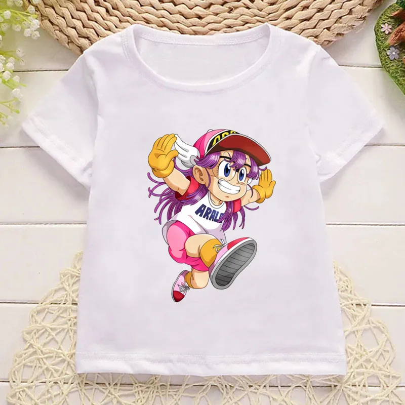Anime Arale Dr Slump Print Cartoon Kids T shirt Girls Summer Kawaii Tops Baby Boys Clothes Cute Children Short Sleeve T-shirt