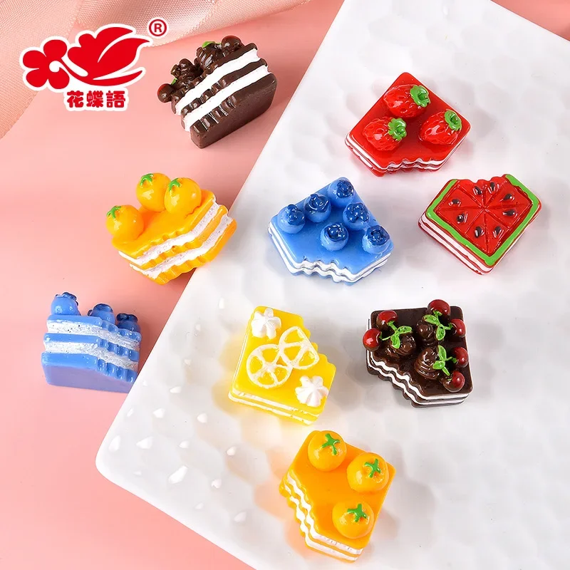 5pcs Simulation Food Play Fruit Cake resin flatback cabochons diy crafts materials jewelry making charms