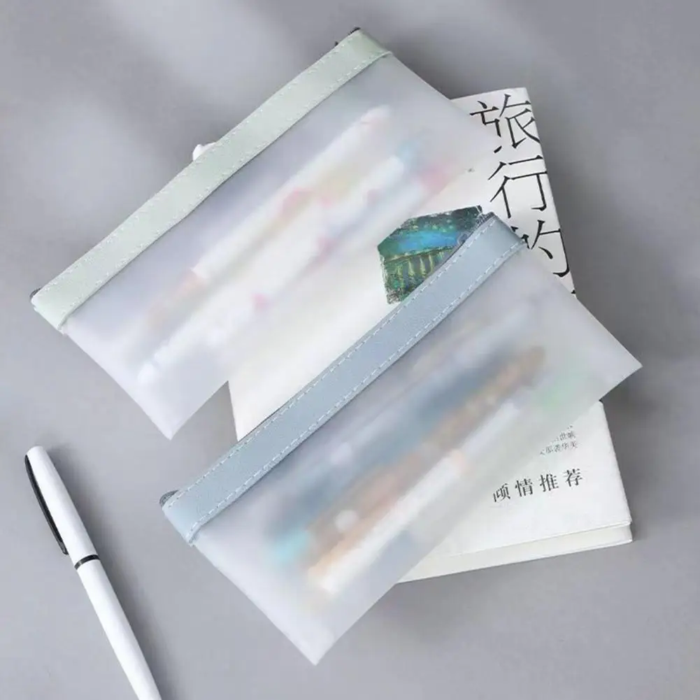 กระเป๋าดินสอ POUCH pensil ใสกันน้ำพีวีซีปิดซิปได้เยอะอุปกรณ์กระเป๋าใส่แปรงแต่งหน้าโรงเรียน