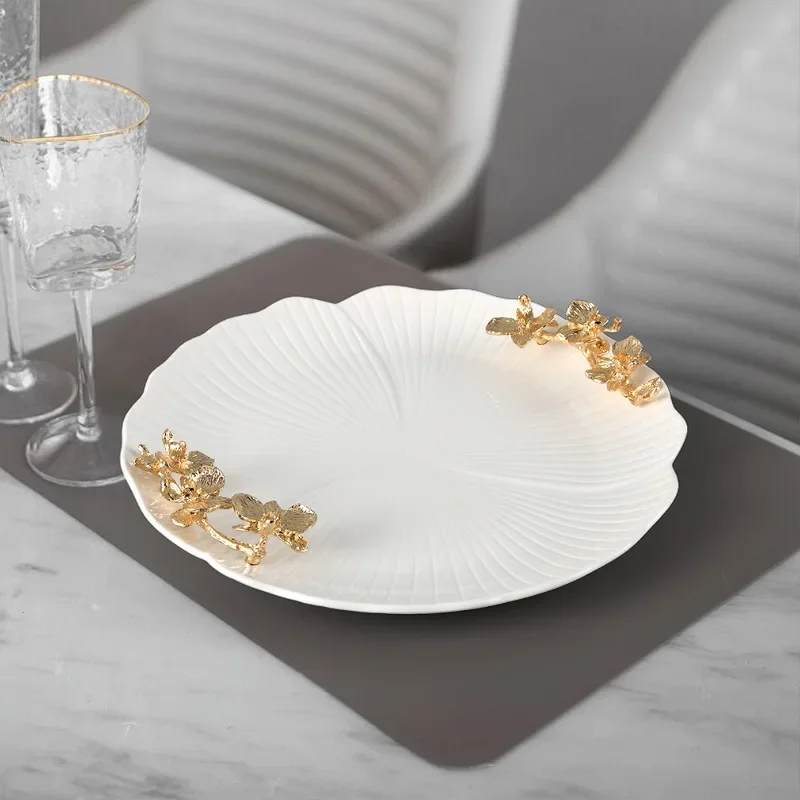 Ceramic flower-shaped, decorated irregularly Western steak , breakfast  simple fruit plates, salad plates