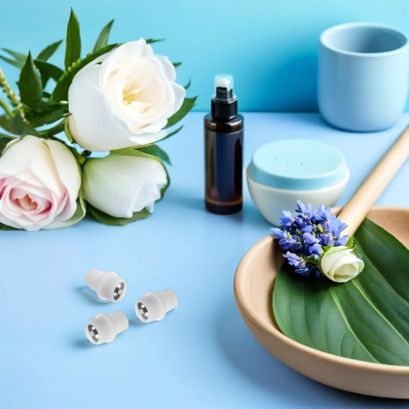 

50Pcs Essential Oil Roller Balls Leakproof Steel Roller Inserts Compact Refillable Perfume Bottle Caps Aromatherapy Roll on Tops