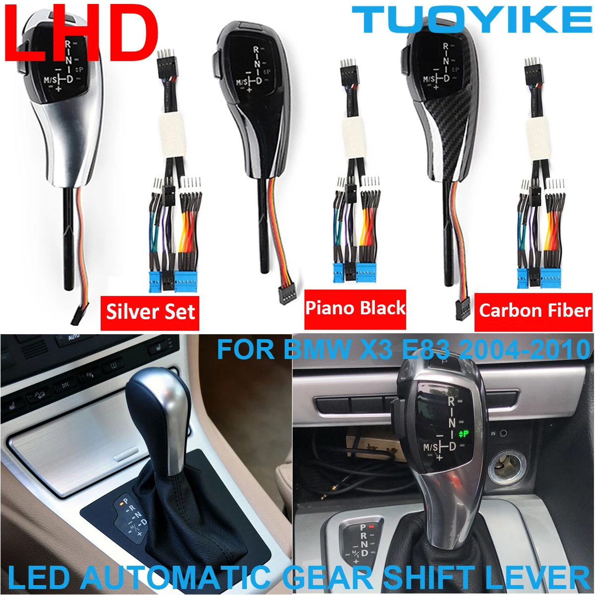 

LHD LED Automatic Gear Shift Knob Lever For BMW 1 3 5 series E81 E87 E82 E88 E90 E91 E92 E93 Z4 E89 E46 2D 4D 5D E60 E61 X3 E83