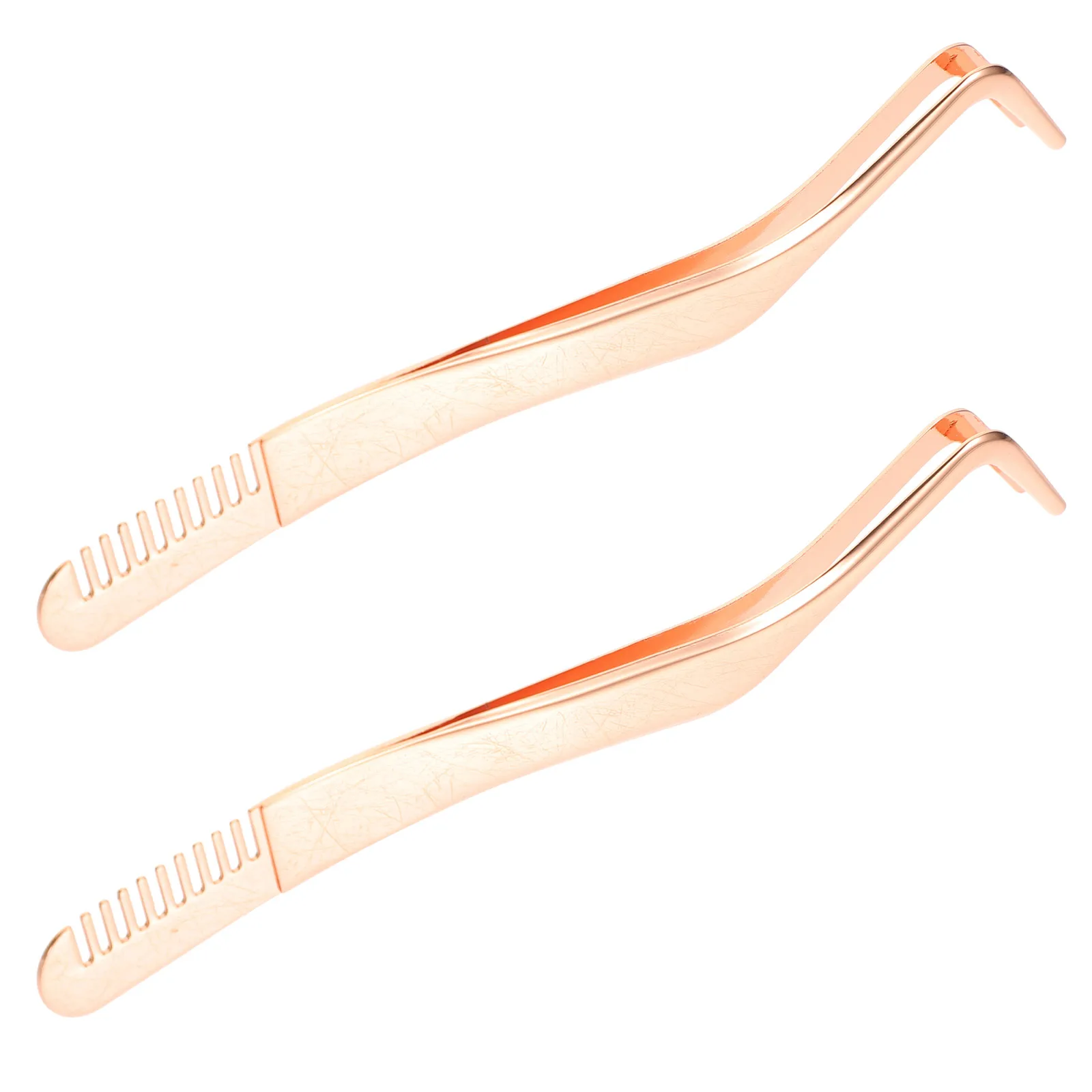 2 pezzi Pinzette per ciglia Pettine Pinzette per estensione ciglia in acciaio inossidabile Applicatore Design ergonomico durevole Facile da trasportare per le donne