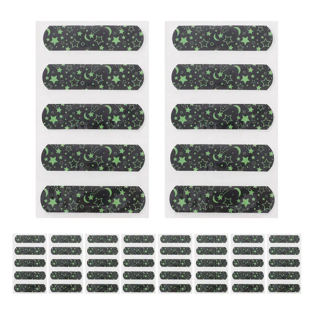 50Pcs Glow in The Dark Adhesive Bandages Luminous Cartoon Kids Bandage Wrap for Scrapes Cuts Wounds Boys Girls