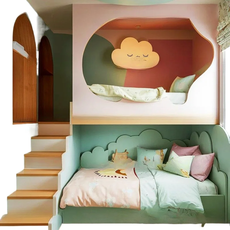 سرير أطفال الأخوات على وخارج b ed طبقة مزدوجة الوالدين والطفل يكون d دبوس من الخشب الصلب k الأشقاء الزرقاء على