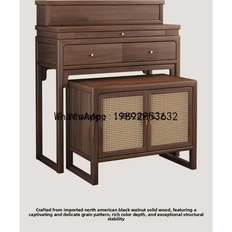 

Новый китайский шкаф-тумба G1 из черного ореха с двухуровневой буддийской платформой и плетеным из ротанга алтарем