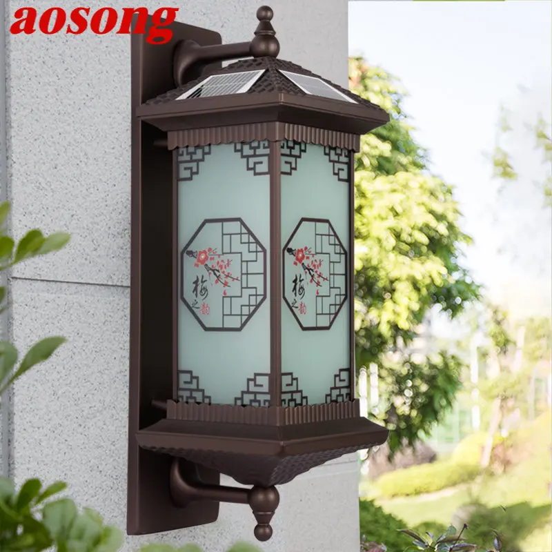 

AOSONG Outdoor Solar Wall Lamp Creativity Plum Blossom Pattern Sconce Light LED Waterproof IP65 for Home Villa Courtyard