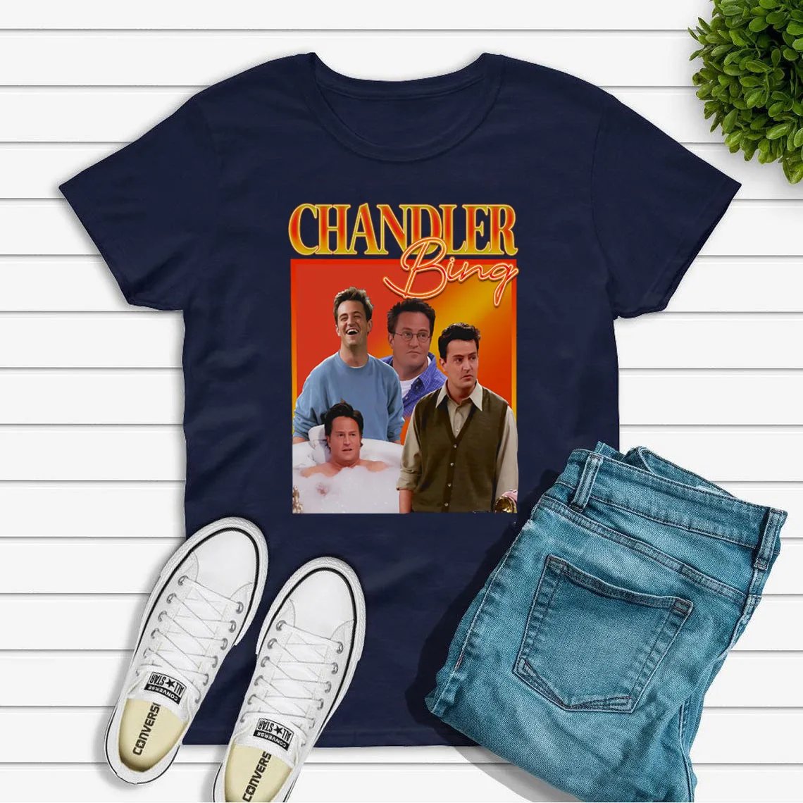 Friends Chandler Bing Funny Gift 90s T Shirt Men Women Friends Homage Retro T-Shirt Vintage Graphic Tee Summer Short Sleeve Tees