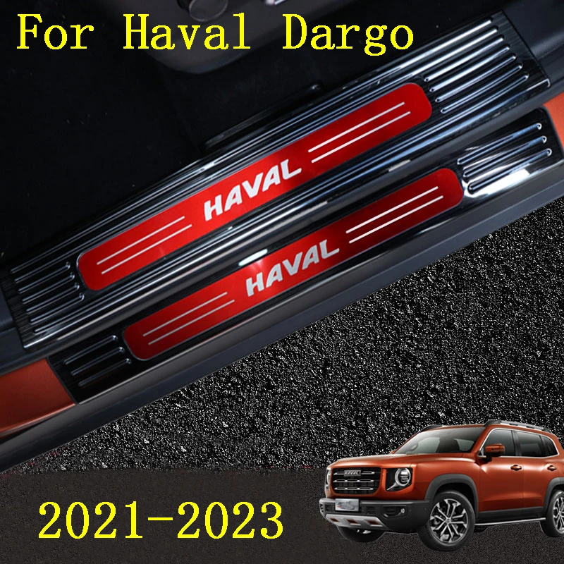 

For Haval Dargo 2021-2023 Car Interior Door Welcome Threshold Cover Sticker Stainless Steel Protector Auto Accessories