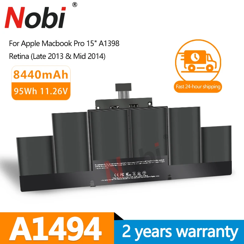 Nobi-A1494 Bateria do portátil para Apple MacBook Pro, 15 polegadas, A1398 Retina, 2013, 2014 ano, ferramentas gratuitas, 500 + ciclos, transporte rápido