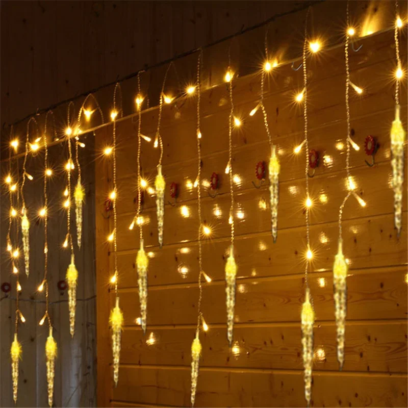 

3.5M LED Ice Piton Curtain String Light Outdoor 8 Lighting Modes Christmas Garland Fairy Light for Party Wedding Holiday Decor
