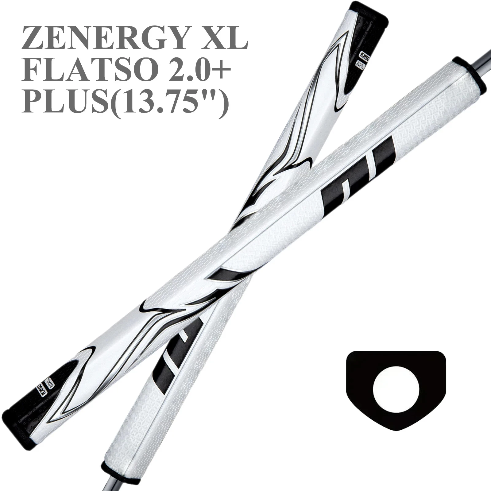 Pistol Golf Grip Zenergy XL Flatso 2.0 13.75 Inches Plus Putter Grips PU Mid-length Multi-Zone Texturing No Taper Technology