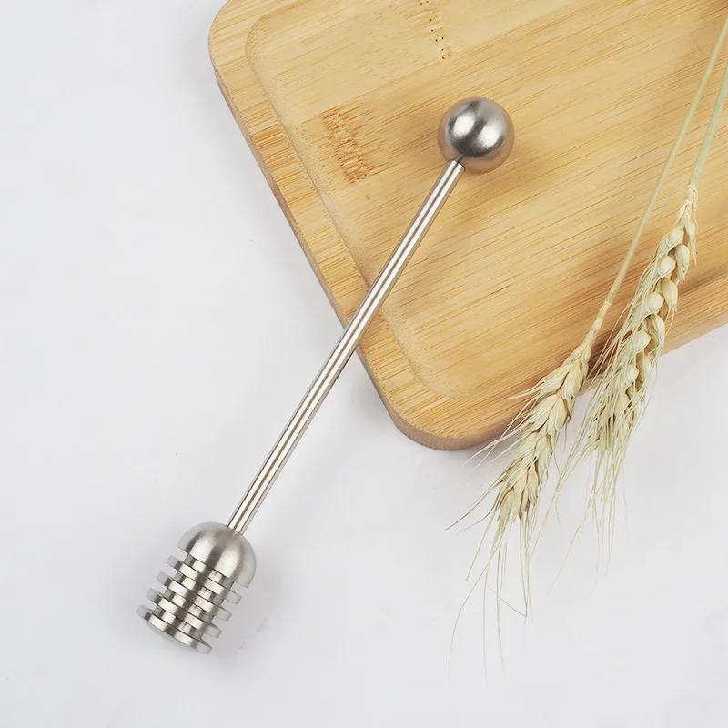 Honey stirrer 304 stainless steel linear handle with round bead honey spoon honey spoon honey stirring rod