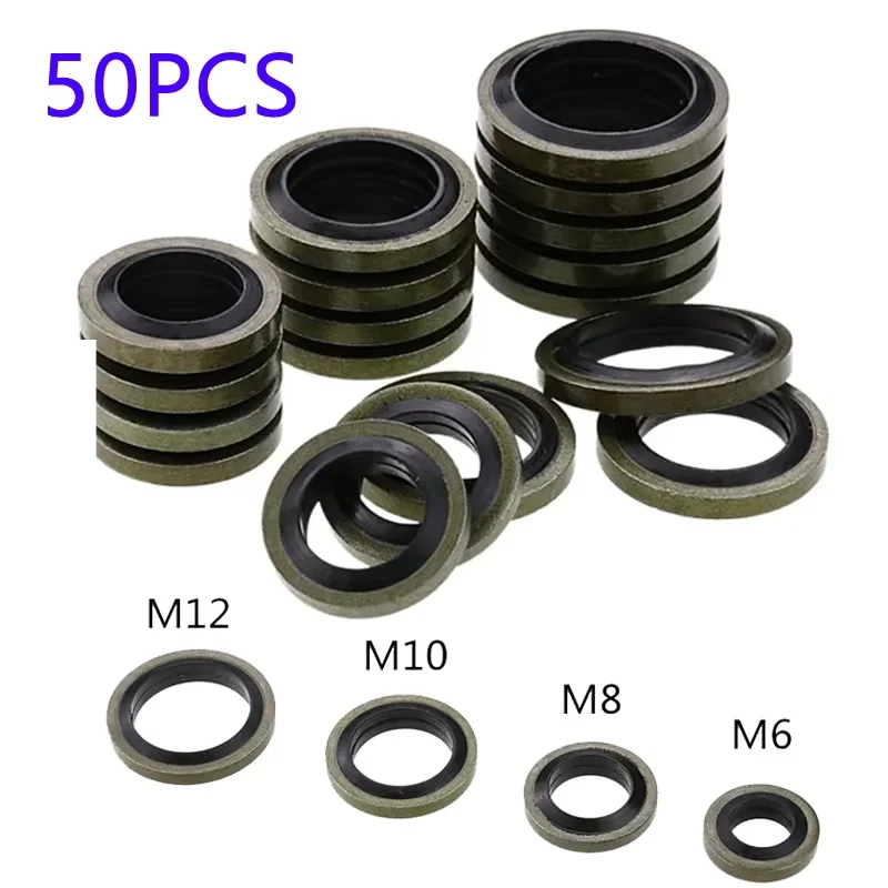 

50pcs Motorcycle Banjo Bolt Washers Gaskets Rubber Pads Seals M6/m8/m10/m12 For Honda Yamaha Kawasaki Suzuki