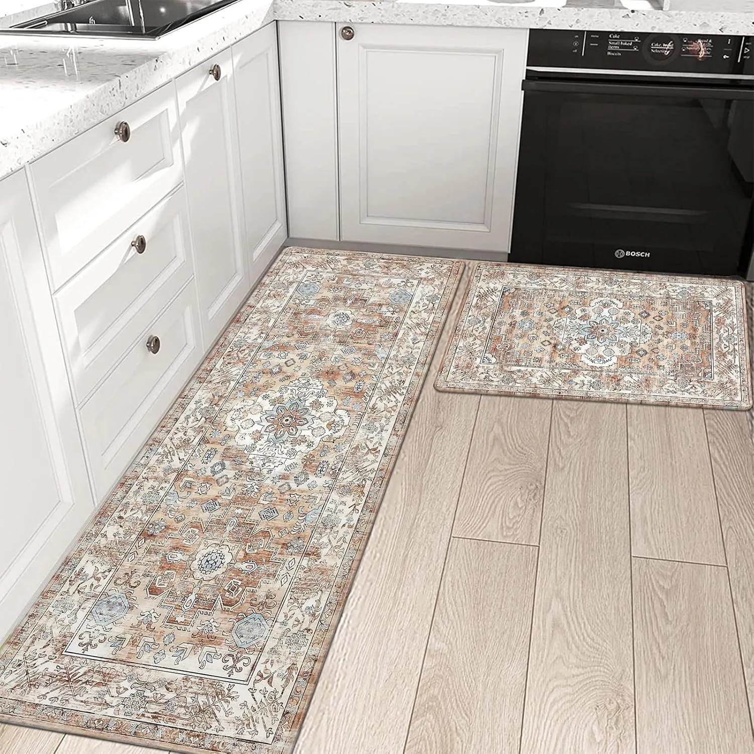 

Vintage Persian Geometric Pattern Kitchen Mat Set Retro Floral Ornament Printed Rug For Kitchen Floor Laundry Room Home Decor