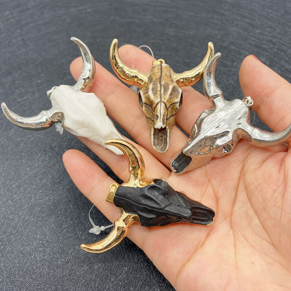 1PC Exquisite Resin Bull Head Pendant 45x46mm Bull Bone Vintage Charm Making Fashion Jewelry DIY Necklace Earrings Accessories