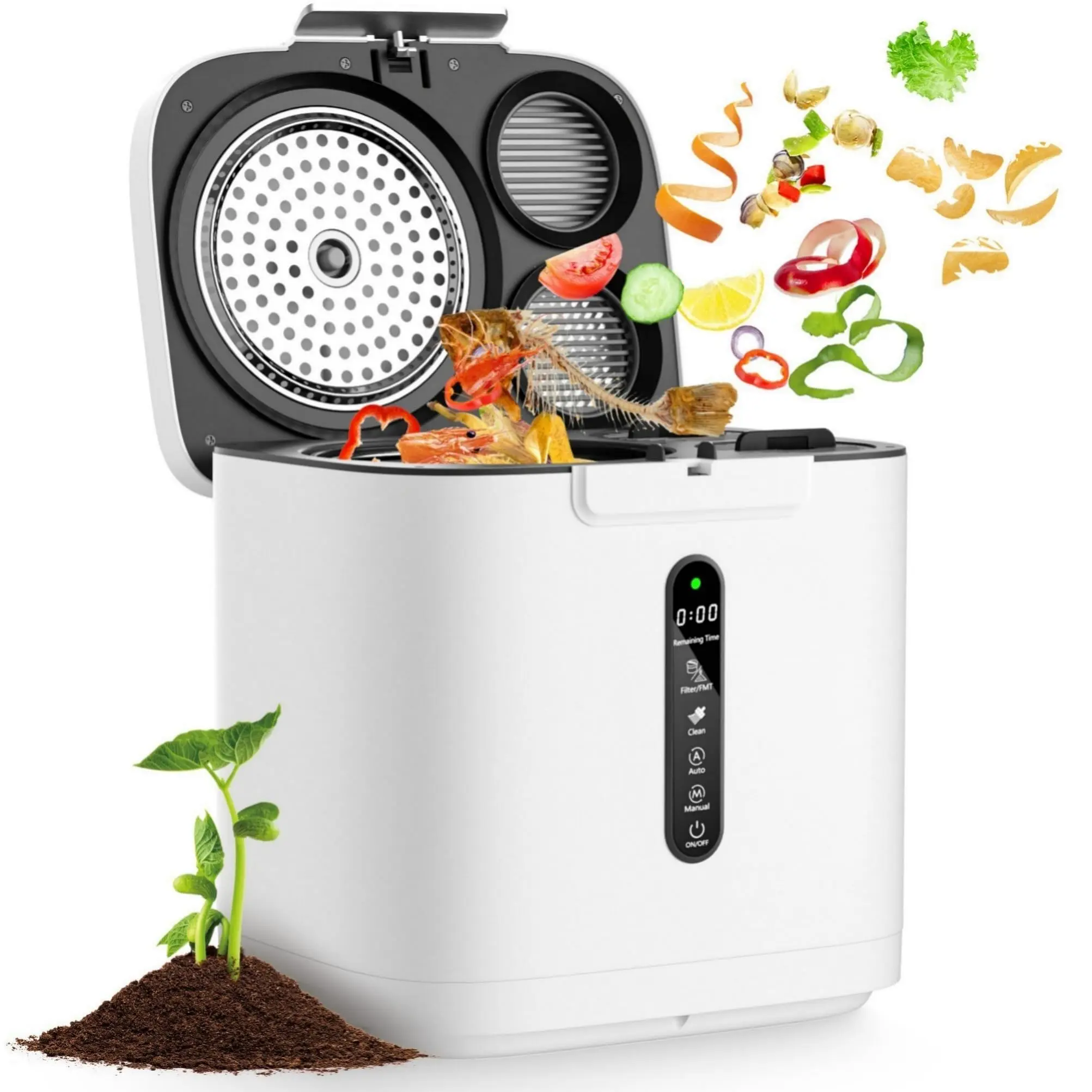 Household Kitchen 4L Food Waste Composting Machine With LED Display Home Use Electric Smart Food Waste Composter Machine