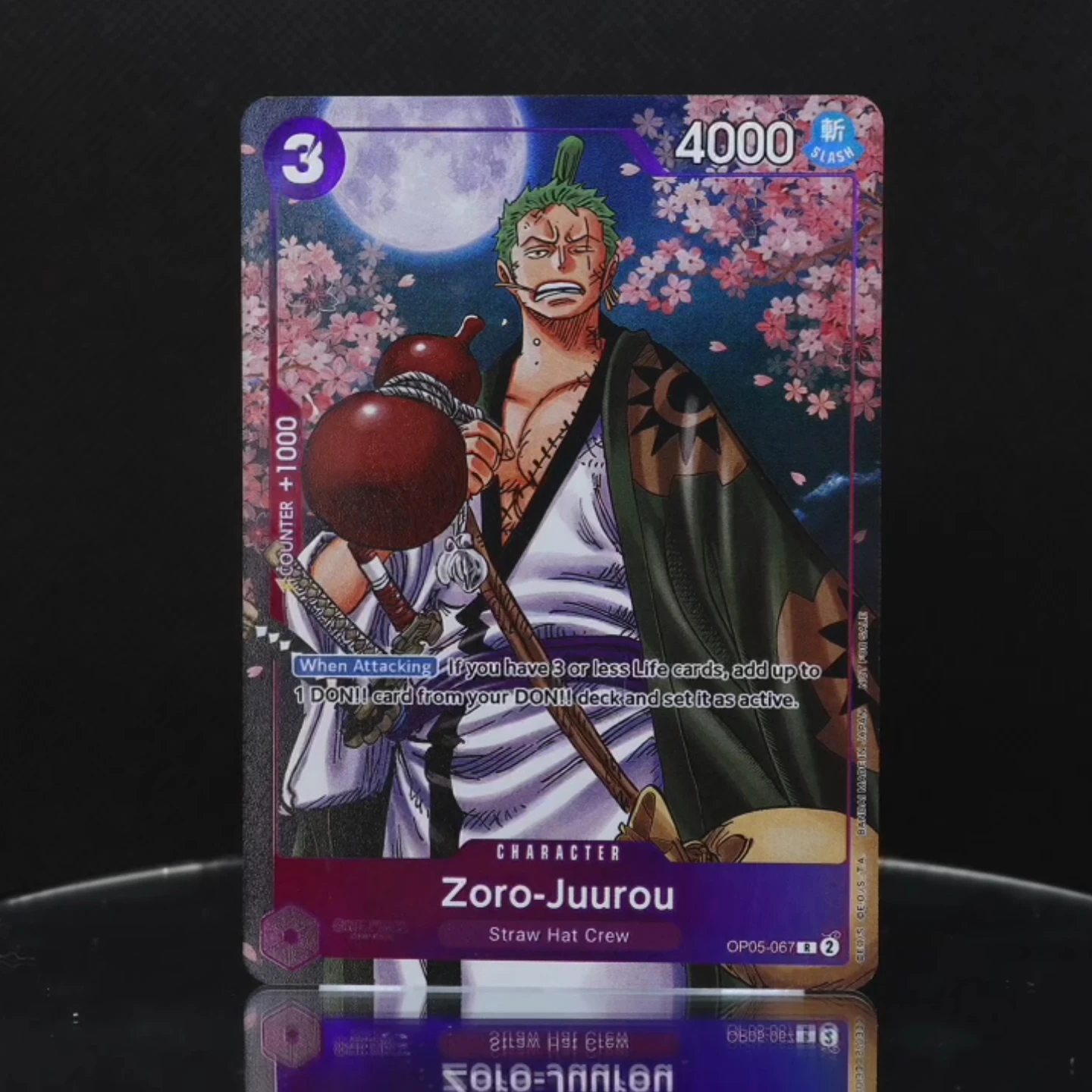 

Набор из 4 карт OP05-067 Zoro-Juurou One Piece TCG OPCG, английская версия, R, 3-й уровень, фиолетовая текстурированная фольгированная карта Зоро, коллекционные аниме-карты