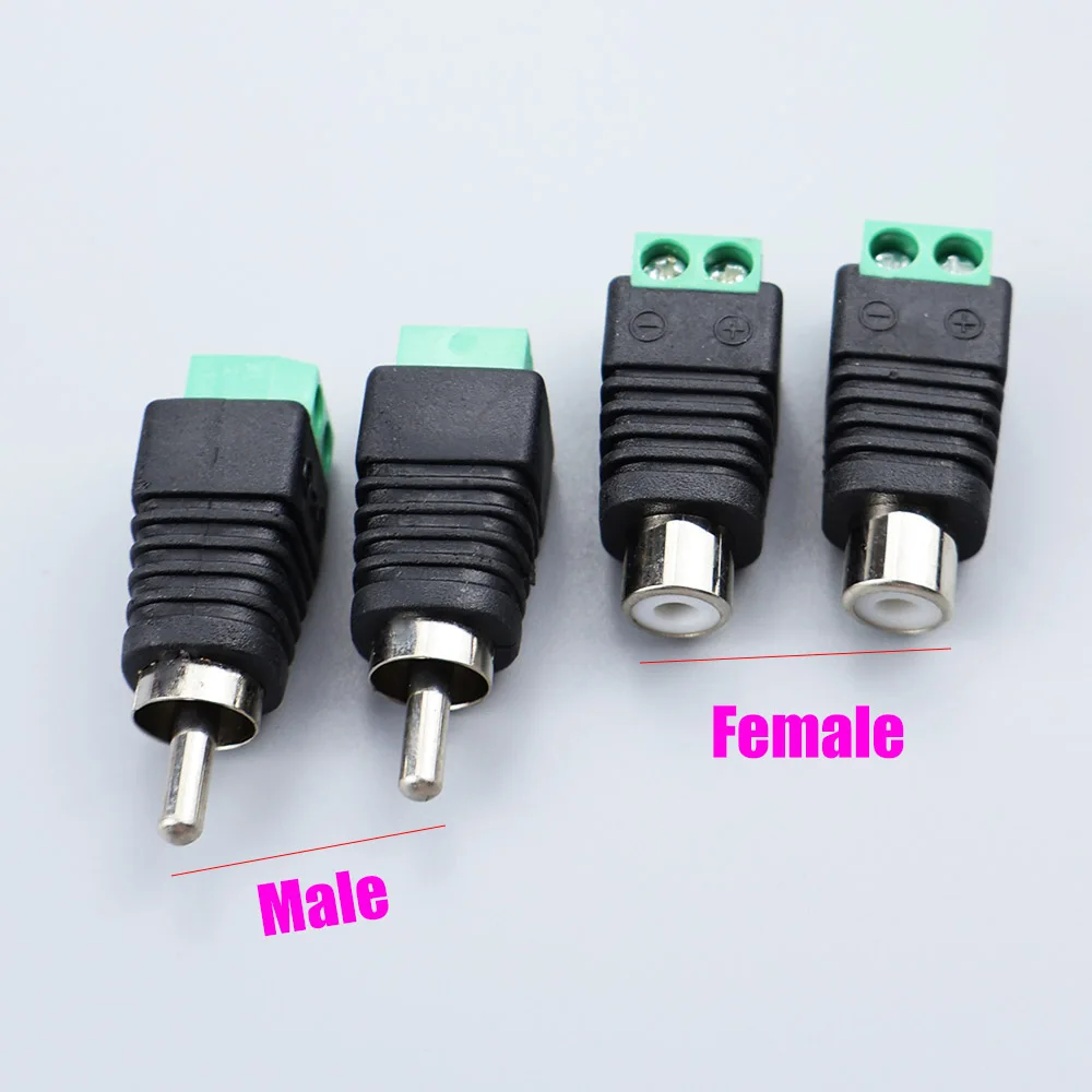 RCA Lotus Male and Female Terminal RCA Non Soldering Audio Connector Male and Female AV Plug Monitoring Security Accessories