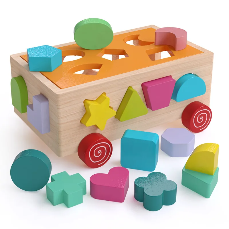 Giocattoli educativi in legno Montessori per la forma del bambino ordinamento dei bambini Eartly Learning Shape Sorter Car Puzzle Game per bambini