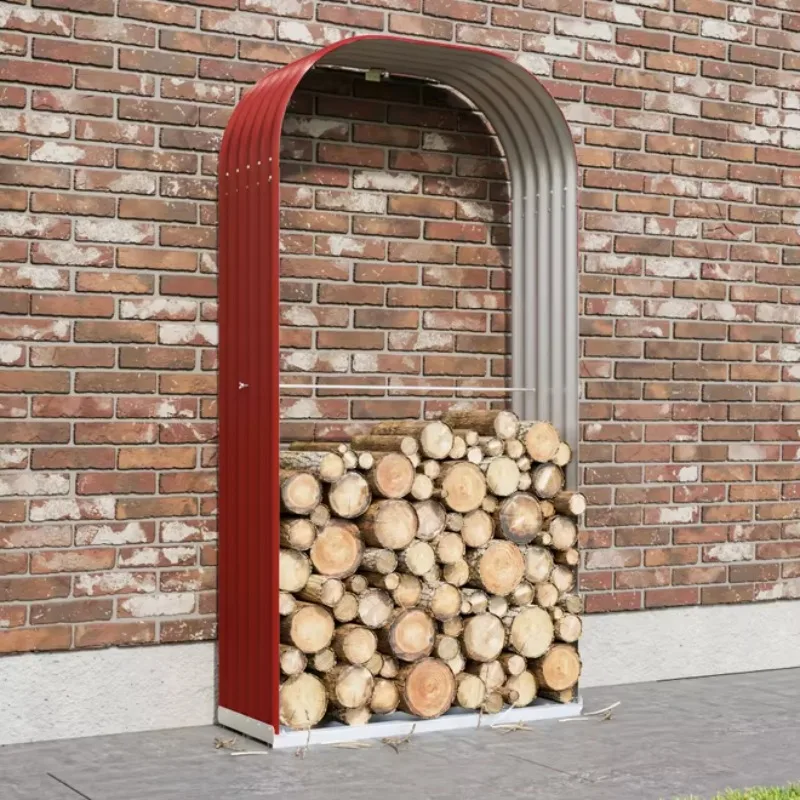 صندوق رف خشبي من الفولاذ المجلفن منظمة الحطب تخزين سقيفة الحديقة بسهولة تخزين الحطب المعدني مقاوم للقوارض صديق للبيئة #3