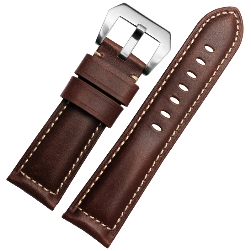 For Panerai Citizen Fossil Breitling Hamilton Watchband Genuine Cow Leather Men\'s Vintage watch strap 22mm 24mm 26mm Watch Band