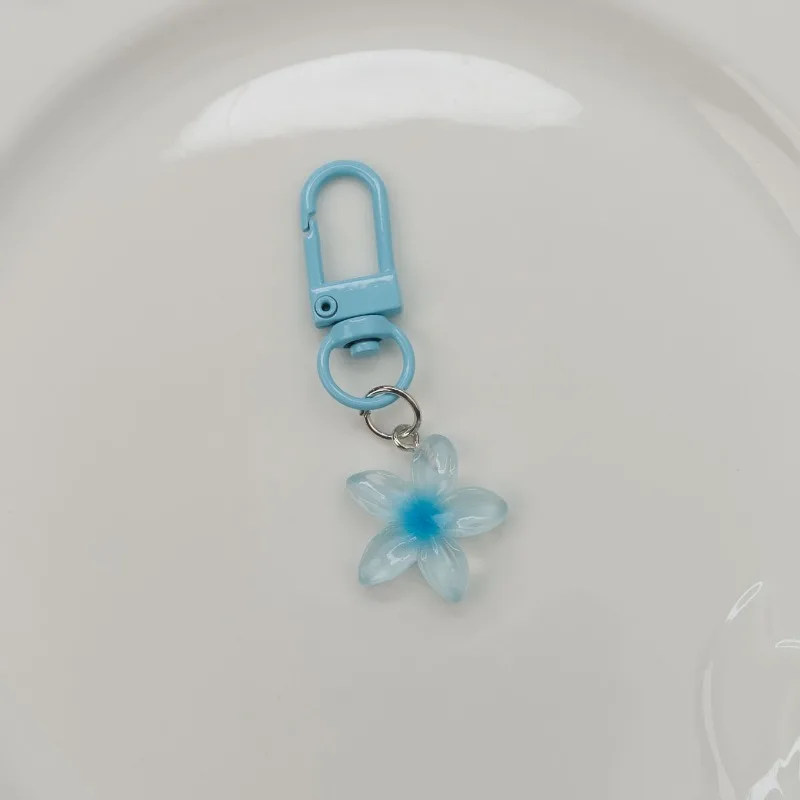 Cute Flower Keychains for Women Floral Key Chains Bag Pendant Resin DIY Keyring Jewelry Earphone Decoration Girl Gift image 6