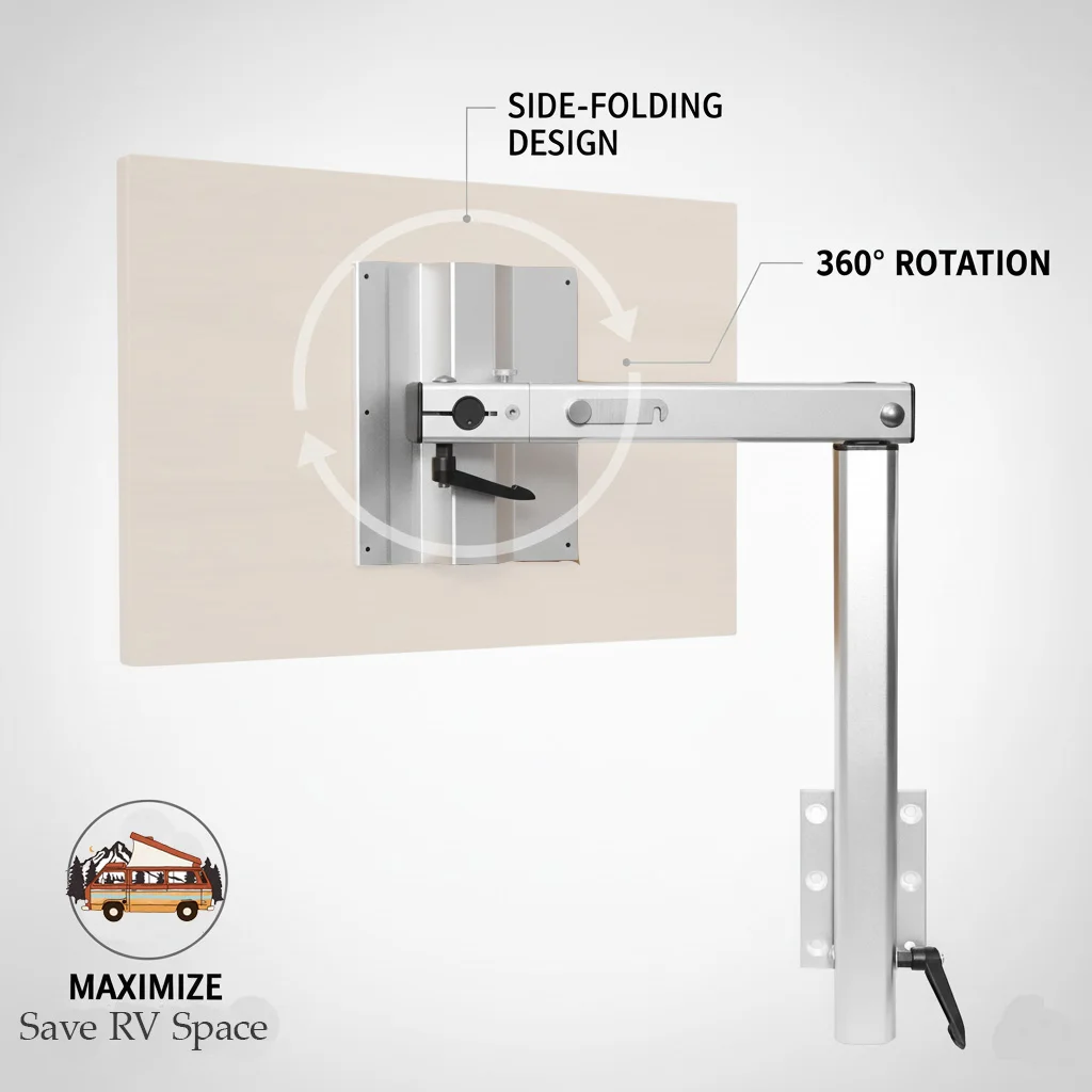 

Side-Folding RV Table Leg, Can Be Stored Against a Wall, 360° Rotating, Detachable Design, Local Fast Shipping, Free Delivery.