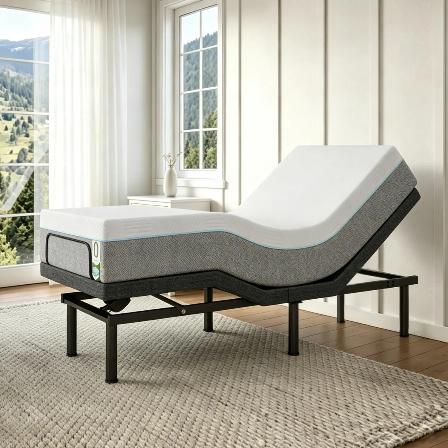 Twin XL Adjustable Bed Base Electric Frame Thickened Metal Wireless Remote Head Foot Lift Zero Gravity Anti-Snore 3 Height Legs,
