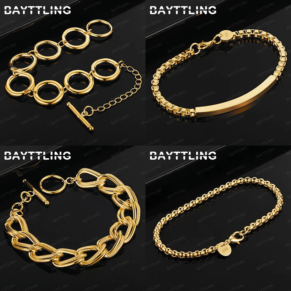 

Fashion 925 Sterling Silver 18K Gold Delicate Square Round Bracelet Women Wedding Gift Accessories Jewelry