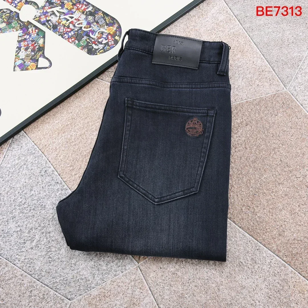 

BLLIYOSS 1895 Jeans Men New comfortable casual elastic High-Quality Straight long pants Leather label