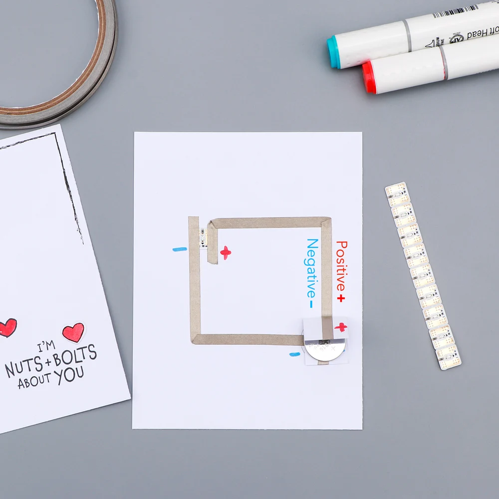 مجموعة ملصقات الدائرة الكهربائية الخفيفة لصنع بطاقات الإضاءة لمشروع صنع البطاقات الورقية لعيد الميلاد والهالوين وعيد الميلاد