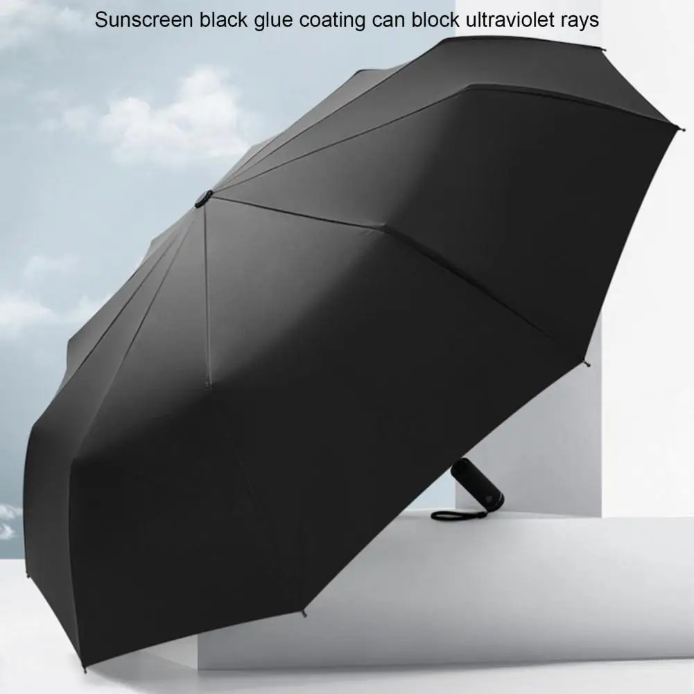 LED Flashlight Women Umbrella Three-folding 10 bone Full Automatic Umbrella Sunshade Thicken Coating Folding Umbrella for Men