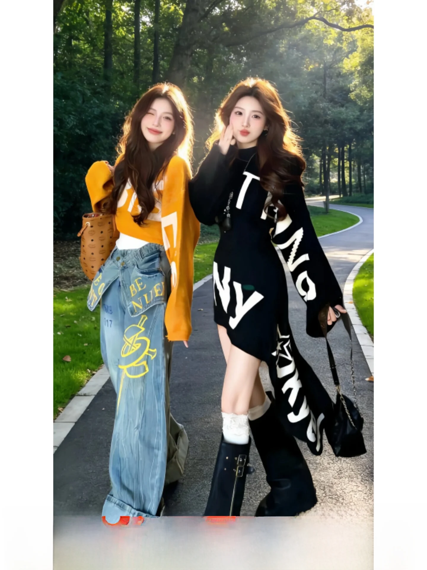 

American Cool Spicy Sle Women's Loose Top Bot Set Spring New Age Reduction Skirt Casual Long Sve V-Ne Open Cardigan