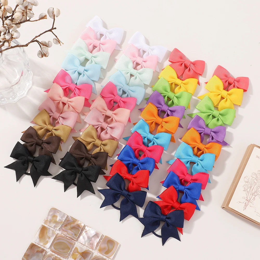 

Bulk Pack 20/30/40 Cute Mini Bowknot Hair Ties for Baby Girls Grosgrain Ribbon Handmade Bows Hair Rubber Bands for Pigtail