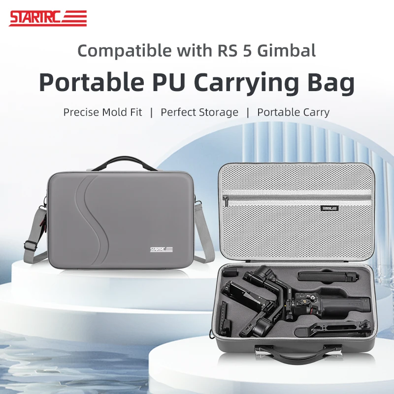 Tragetasche für DJI RS 5 Zubehör, Tragbare PU-Leder Aufbewahrungstasche für DJI Ronin RS5 Gimbal Reise Outdoor Vlogging – Detail 1