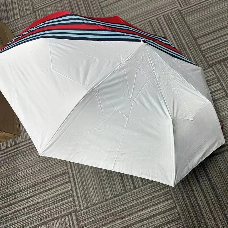 Suitable For Porsche Martini Red And White Double-spelling Fully Automatic Tri-fold 23-inch Business Advertising Car Umbrella