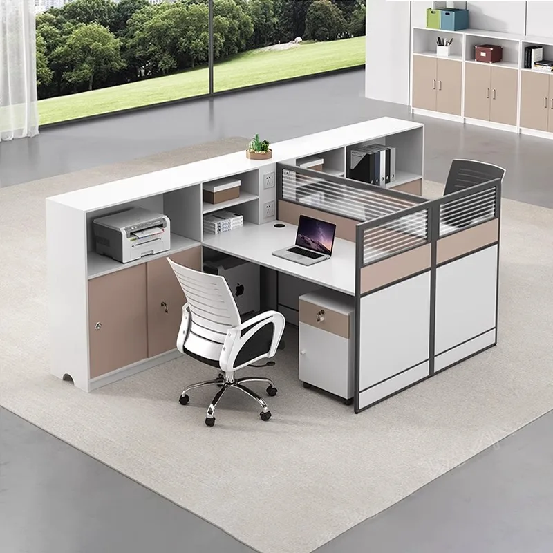 Moderne Kommerzielle Zwei-Personen-Mitarbeiter Büro Schreibtisch Ausziehbare Hölzerne Computadora Estación de trabajo Kabine Für Den Heimge