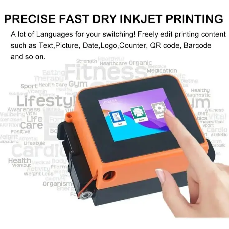 12.7mm Mini Hand-Held Inkjet Printer for Date Barcode Printing Carton Plastic Bag Paper Carton