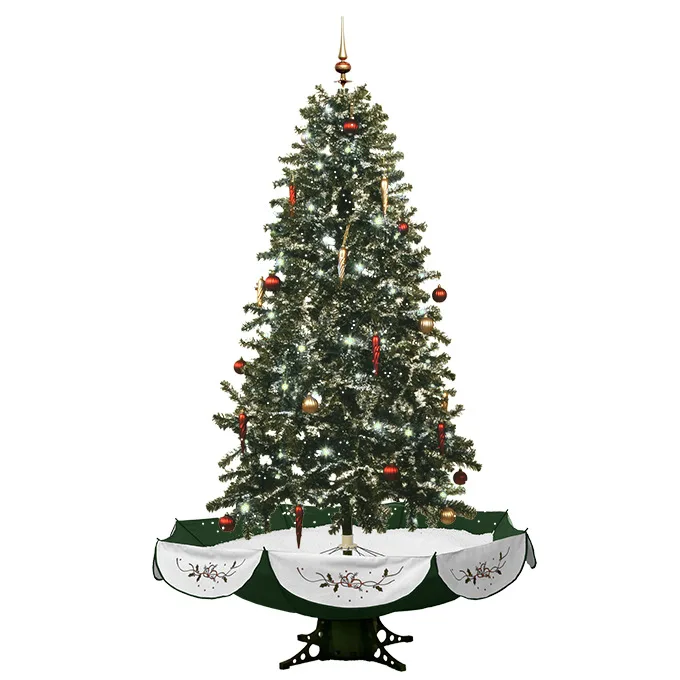 1.9m Large Snowing Christmas Tree With Umbrella Base Music Lighting Snow Flocked Indoor Christmas Tree Mall Decoration